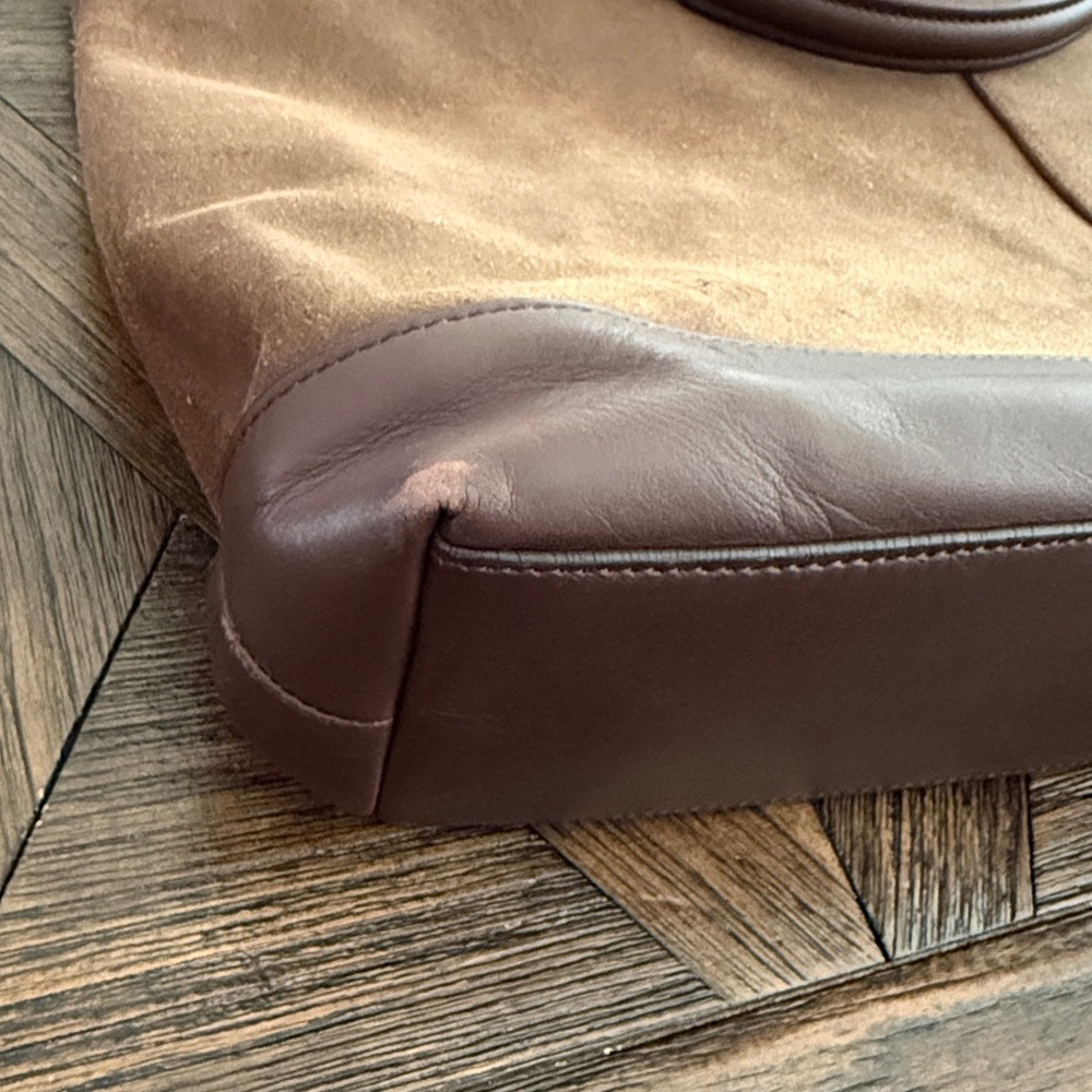 Coach Dark Brown Suede Messenger Bag - Picture 10 of 11